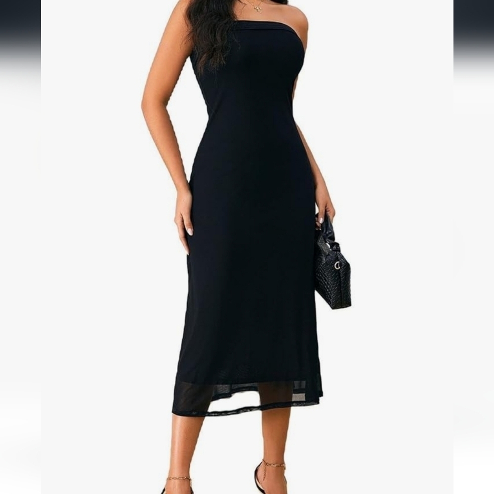 Elegant Black Strapless Dress NWT